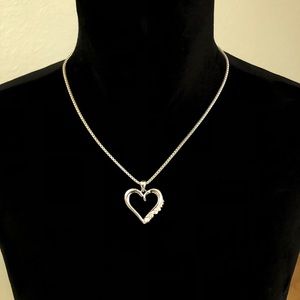 Heart on Chain with Rhinestone Accents